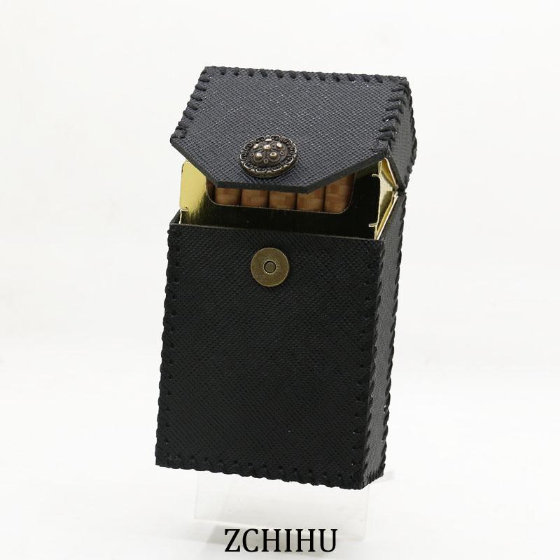 Handmade Cool Leather Womens Black Cigarette Holder Case Cigarette Holder for Women