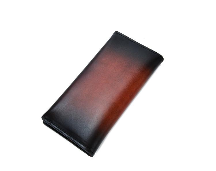 [On Sale] Handmade Vintage Mens Leather Long Wallets Cool Bifold Long Wallet for Men