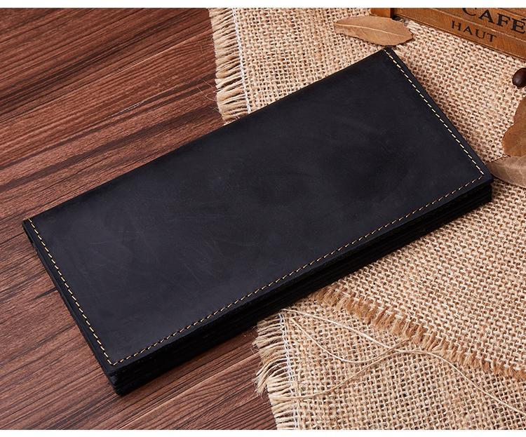 Handmade Leather Mens Clutch Wallet Cool Leather Wallet Long Phone Wallets for Men