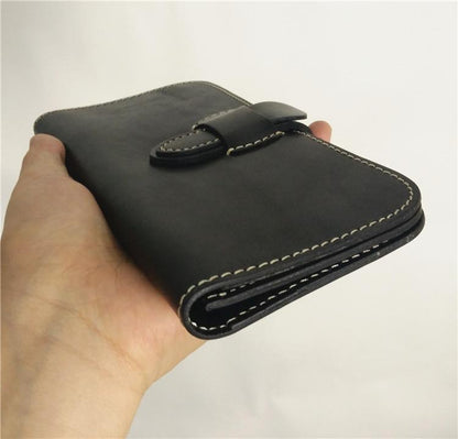 [On Sale] Handmade Vintage Mens Leather Long Wallets Cool Long Wallet for Men