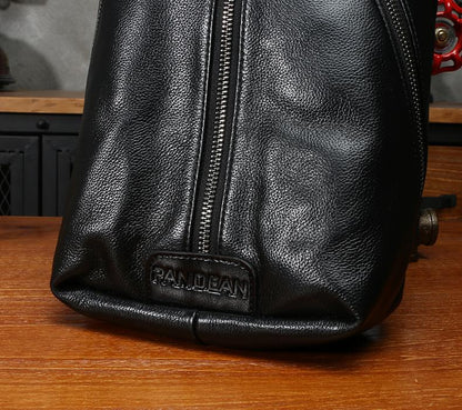 Leather Mens Sling Bag Sling Shoulder Bag Sling Backpack for men