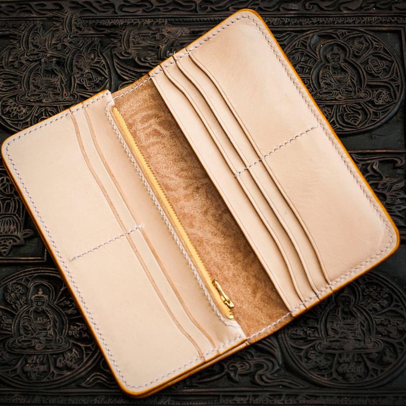 Handmade Leather Men Tooled Carp Cool Leather Wallet Long Phone Wallets for Men