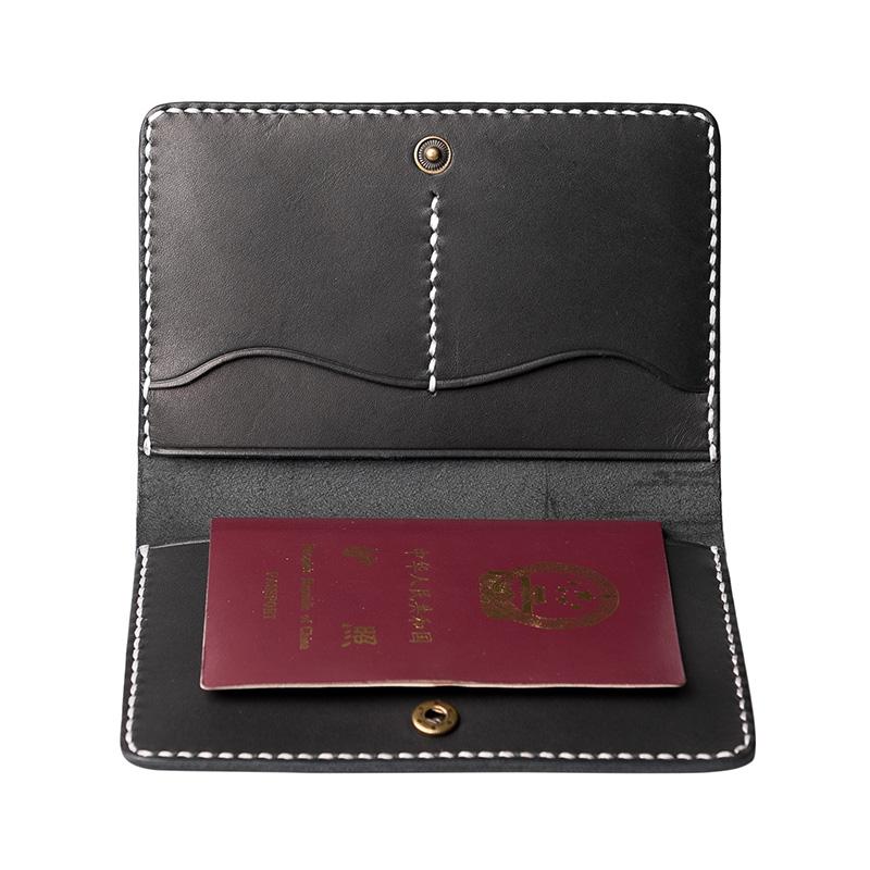 Handmade Leather Mens Travel Wallet Passport Leather Wallet Short Slim Wallets for Men