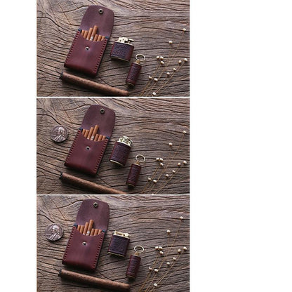 Handmade Wooden Coffee Leather Mens 20pcs Cigarette Case Cool Custom Cigarette Holder for Men