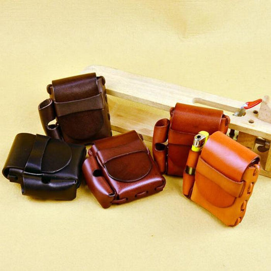 Cool Leather Mens Cigarette Case with Belt Loop Lighter Holder for Men