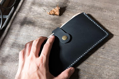 Handmade Leather Mens Clutch Wallet Cool Slim Leather Wallet Long Phone Wallets for Men