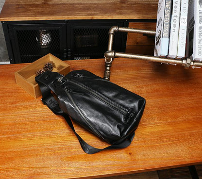 Leather Mens Sling Bag Sling Shoulder Bag Sling Backpack for men