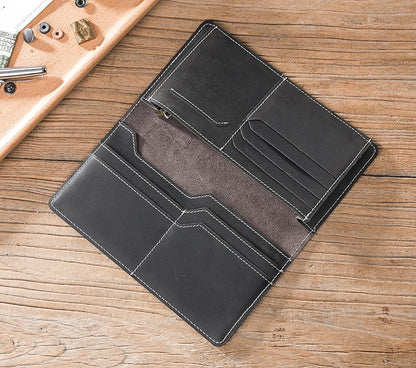 Handmade Leather Mens Clutch Wallet Cool Leather Wallet Long Phone Wallets for Men