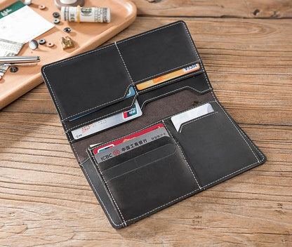 Handmade Leather Mens Clutch Wallet Cool Leather Wallet Long Phone Wallets for Men