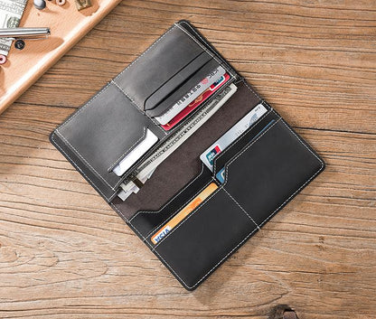 Handmade Leather Mens Clutch Wallet Cool Leather Wallet Long Phone Wallets for Men