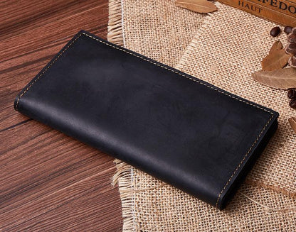 Handmade Leather Mens Clutch Wallet Cool Leather Wallet Long Phone Wallets for Men