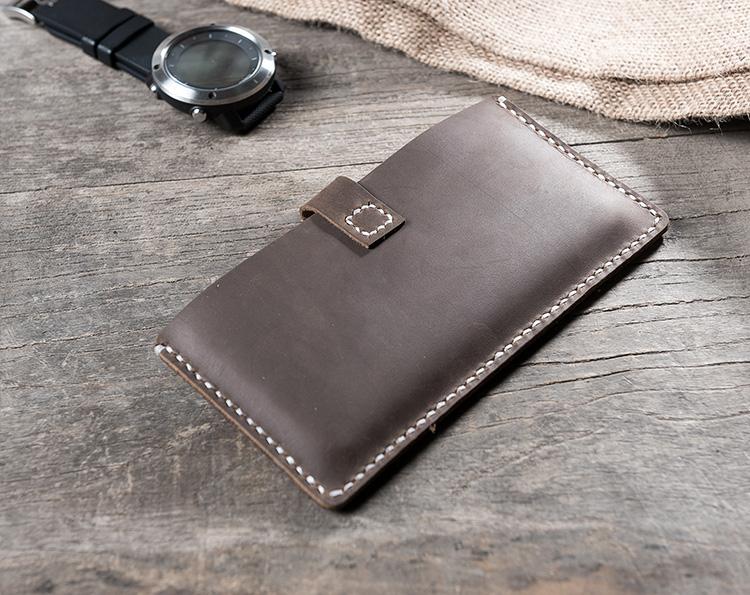 Handmade Leather Mens Clutch Wallet Cool Slim Leather Wallet Long Phone Wallets for Men