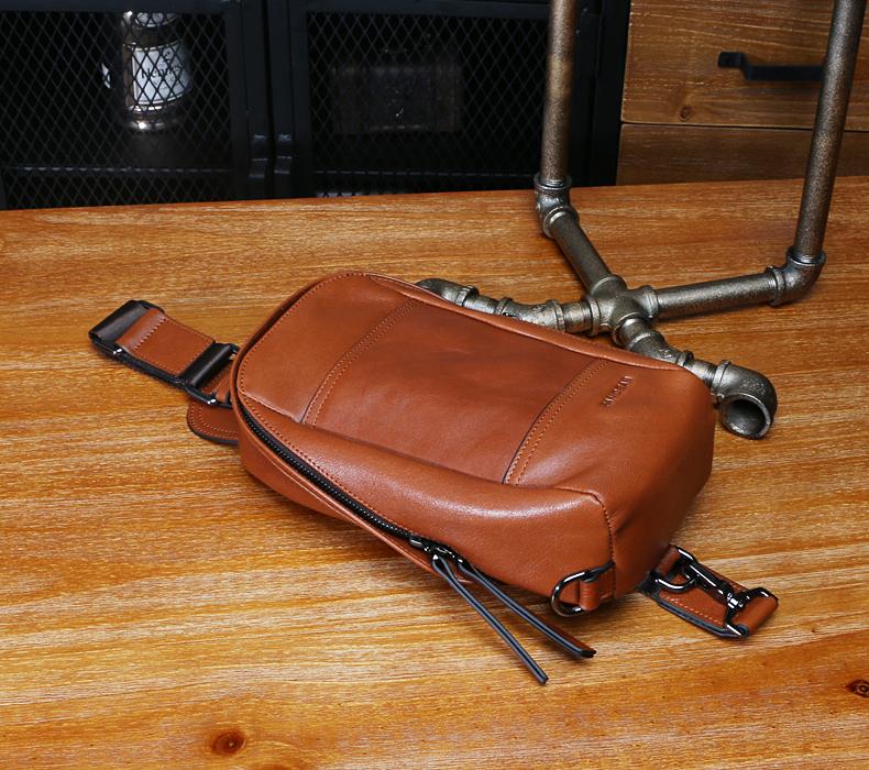 Leather Mens Sling Bag Sling Shoulder Bag Sling Backpack for men