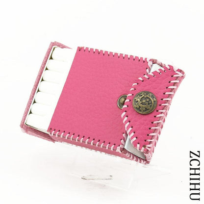 Cool Handmade Leather Womens Pink Cigarette Holder Case Cigarette Holder for Women