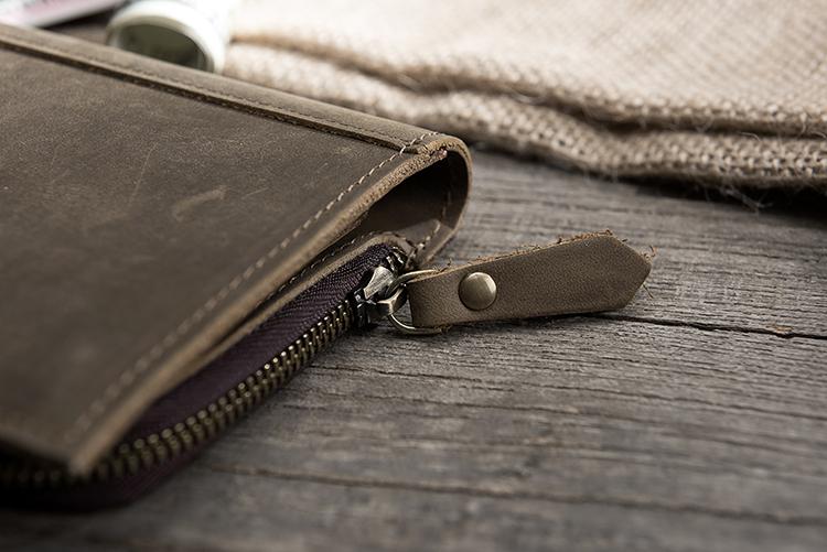 Handmade Leather Mens Clutch Wallet Cool Leather Wallet Long Phone Wallets for Men