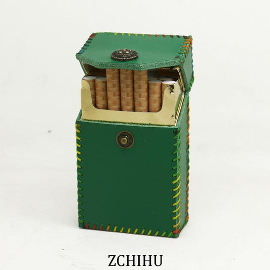 Cool Handmade Leather Womens Green Cigarette Holder Case for Women