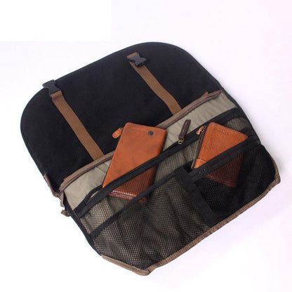 Black Green Canvas Large Messenger Bag Crossbody Bag Black Canvas Satchel Bag For Men