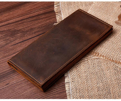 Handmade Leather Mens Clutch Wallet Cool Leather Wallet Long Phone Wallets for Men