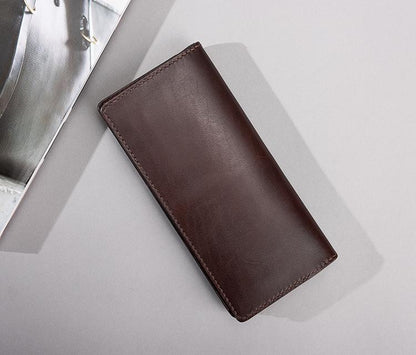 Handmade Leather Mens Travel Wallet Passport Leather Wallet Long Phone Wallets for Men