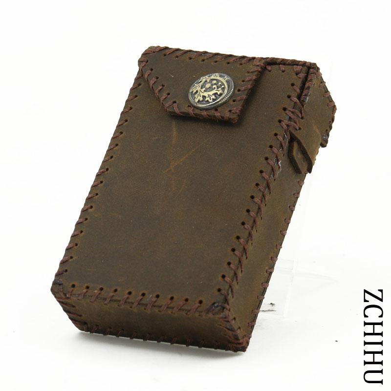 Cool Handmade Leather Mens Vintage Coffee Cigarette Holder Case for Men