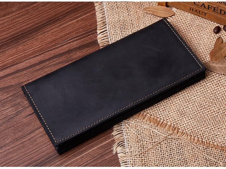 Handmade Leather Mens Clutch Wallet Cool Leather Wallet Long Phone Wallets for Men