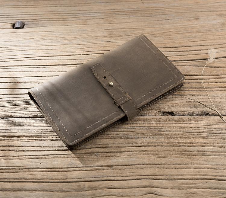 Handmade Leather Mens Travel Wallet Passport Leather Wallet Long Phone Wallets for Men