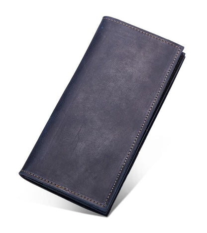 Handmade Leather Mens Clutch Wallet Cool Leather Wallet Long Phone Wallets for Men