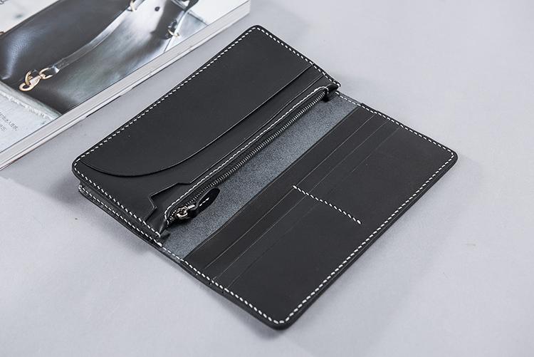 Handmade Leather Mens Travel Wallet Passport Leather Wallet Long Phone Wallets for Men