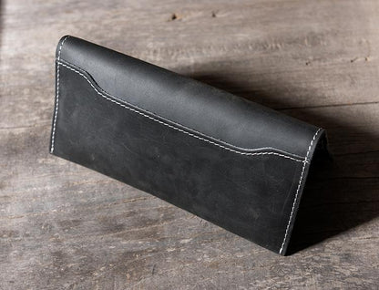 Handmade Leather Mens Clutch Wallet Cool Leather Wallet Long Phone Wallets for Men