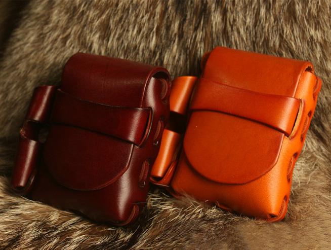 Cool Leather Mens Cigarette Case Cigarette Holder with Belt Loop Lighter Holder for Men