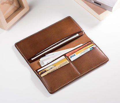 Handmade Leather Mens Clutch Wallet Cool Leather Wallet Long Phone Wallets for Men