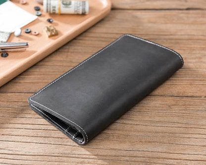 Handmade Leather Mens Clutch Wallet Cool Leather Wallet Long Phone Wallets for Men