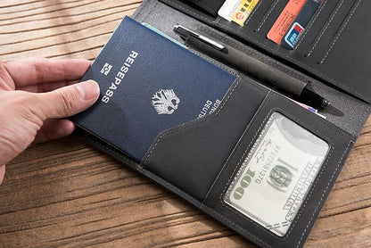 Handmade Leather Mens Travel Wallet Passport Leather Wallet Long Phone Wallets for Men