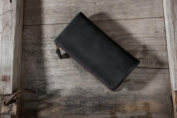 Handmade Leather Mens Clutch Wallet Cool Leather Wallet Long Phone Wallets for Men