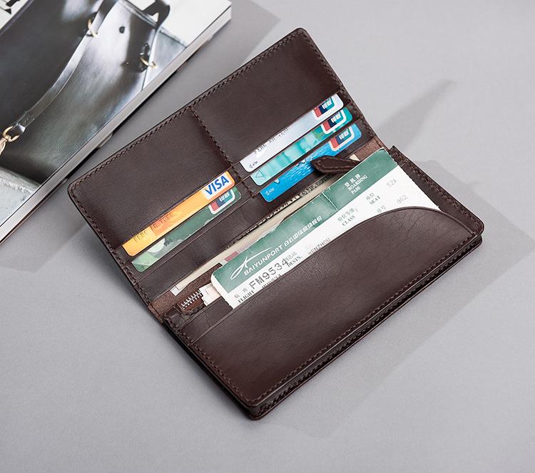 Handmade Leather Mens Travel Wallet Passport Leather Wallet Long Phone Wallets for Men