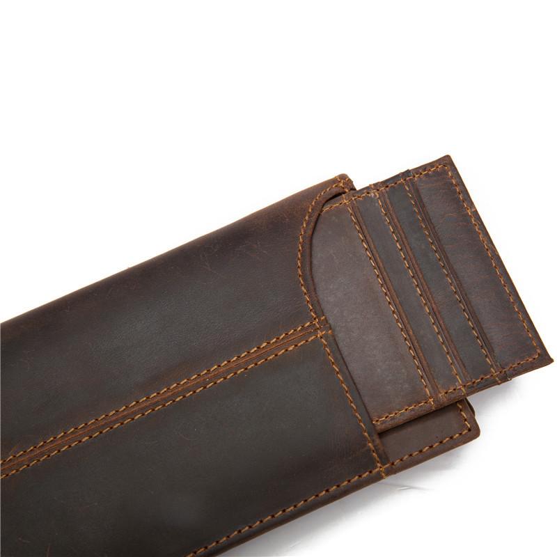 Vintage Mens Leather Long Wallet Cool Bifold Long Wallet Clutch For Men