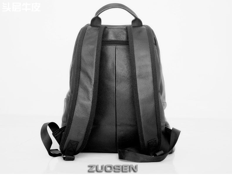 Mens Cool Leather Backpack Black Travel Backpack 15'' Computer School Backpack for Men