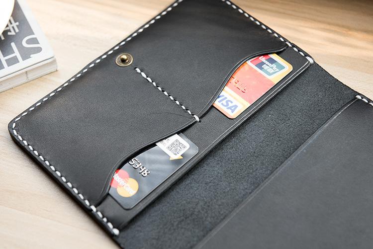 Handmade Leather Mens Travel Wallet Passport Leather Wallet Short Slim Wallets for Men