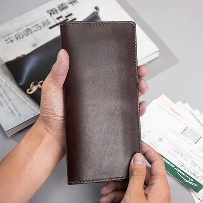 Handmade Leather Mens Travel Wallet Passport Leather Wallet Long Phone Wallets for Men