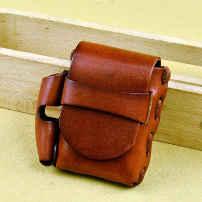 Cool Handmade Leather Mens Cigarette Case with Belt Loop Lighter Holder for Men