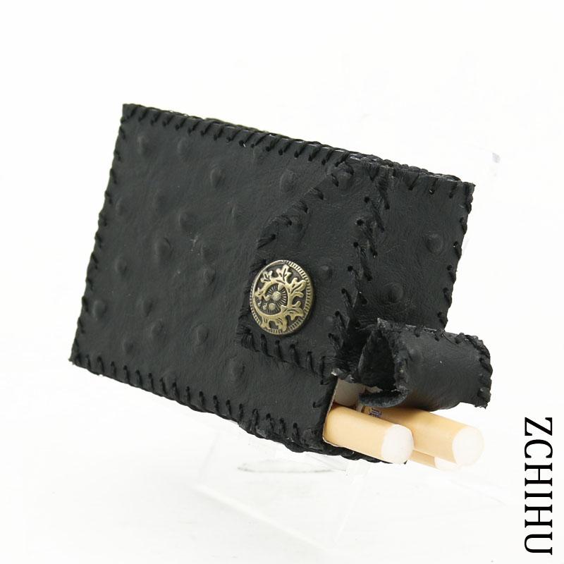 Handmade Cool Leather Mens Vintage Black Cigarette Holder Case Cigarette Holder for Men