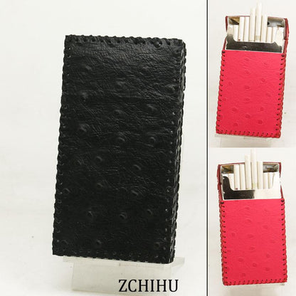 Cute Handmade Leather Womens Pink Black Cigarette Holder Case for Women