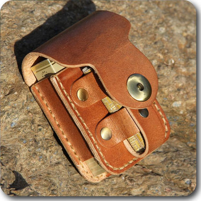 Cool Leather Mens Cigarette Case with Belt Loop Cigarette Holder Lighter Holder for Men