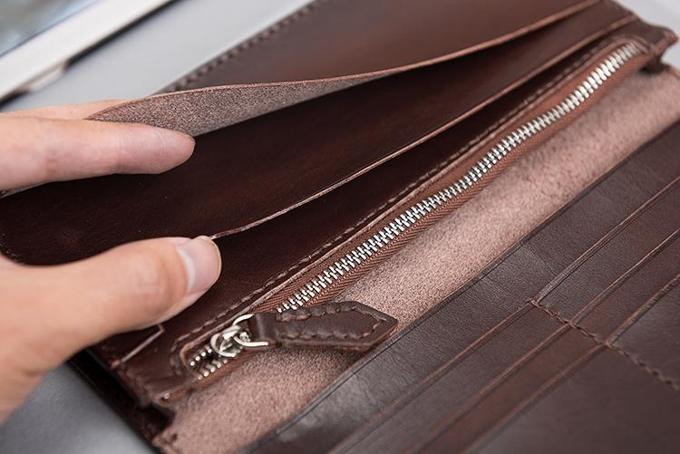 Handmade Leather Mens Travel Wallet Passport Leather Wallet Long Phone Wallets for Men