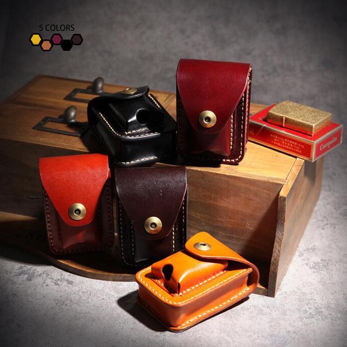 Cool Leather Mens Cigarette Case with Belt Loop Zippo Lighter Holder for Men