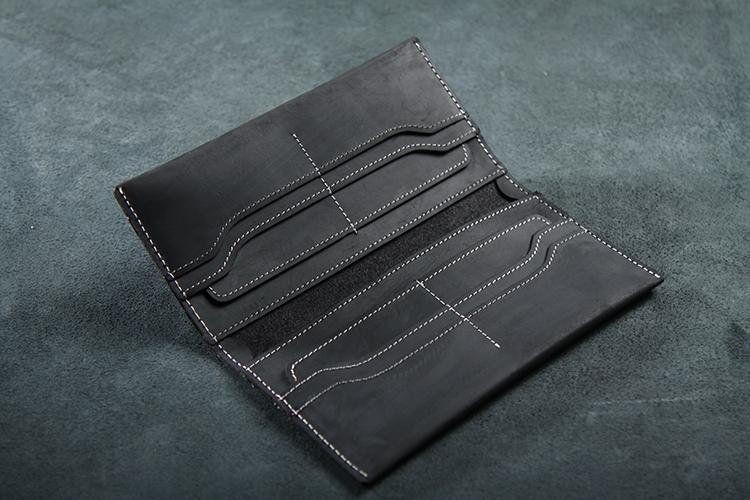 Handmade Leather Mens Clutch Wallet Cool Leather Wallet Long Phone Wallets for Men