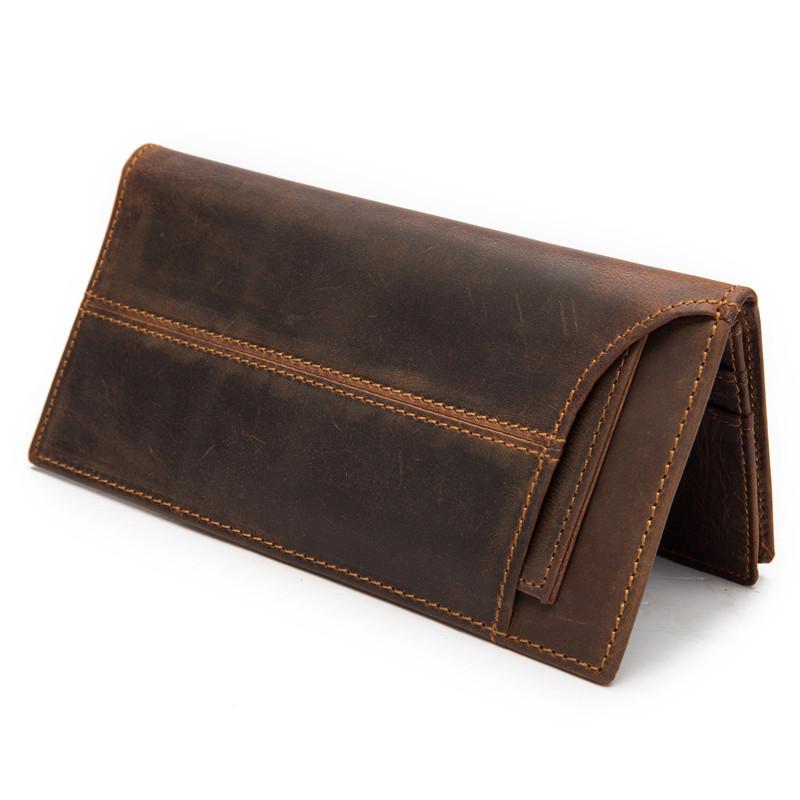 Vintage Mens Leather Long Wallet Cool Bifold Long Wallet Clutch For Men