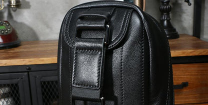 Leather Mens Sling Bag Sling Shoulder Bag Sling Backpack for men