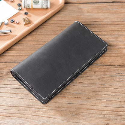 Handmade Leather Mens Clutch Wallet Cool Leather Wallet Long Phone Wallets for Men