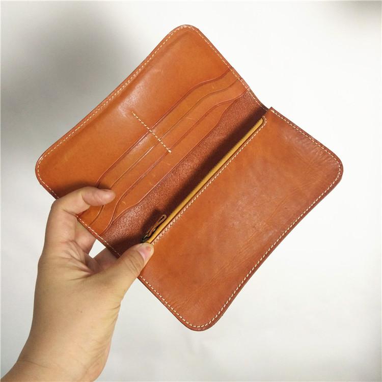 [On Sale] Handmade Vintage Mens Leather Long Wallets Cool Bifold Long Wallet for Men